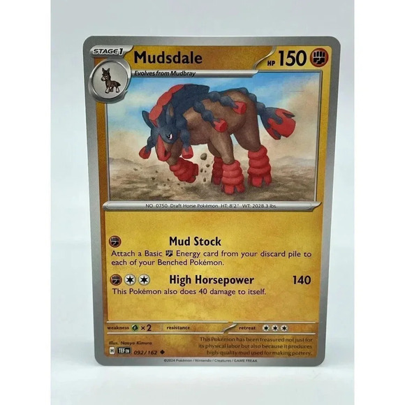 Mudsdale 092/162 Temporal Forces Non‎ Holo Pokemon TCG Mint Unplayed - Picture 1 of 6